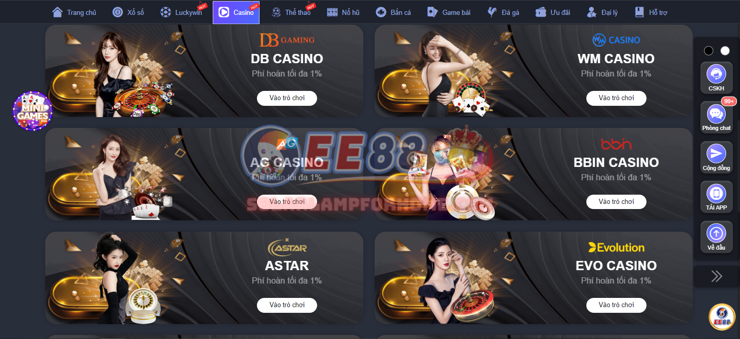 Casino EE88 là sân chơi trực tuyến số 1 hiện nay tại Việt Nam về game bài đổi thưởng